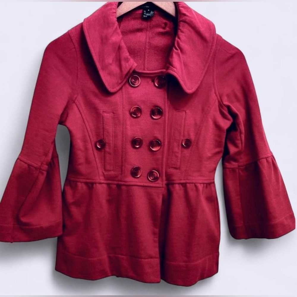 Y2K French Connection Double Breasted Cropped Cotton Babydoll Jacket